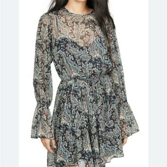 Joie “Manning” Dress Black/Blue Paisley Dress Feminine Party Wedding Guest S